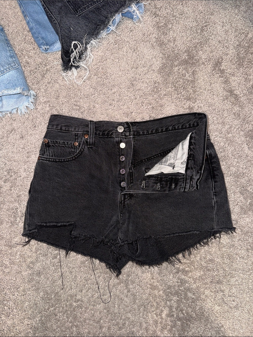 Signature by Levi Strauss Black Distressed High-Rise Jean Shorts